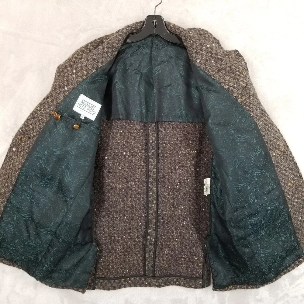 Manuel Ritz Pipo Sport Coat Men Brown Alpaca Wool Textured Jacket Rugged Outdoor